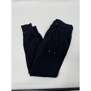 H&M Divided Mens Black Moto Jogger Sweatpants Size S Ribbed Detail Drawstring